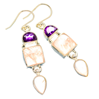 Rose Quartz Earrings handcrafted by Ana Silver Co - EARR430513 - Photo 2