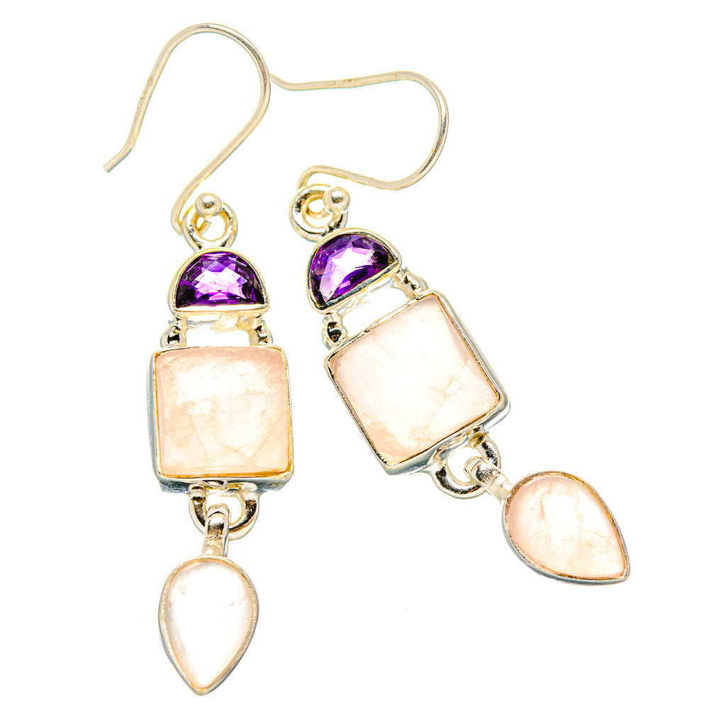 Rose Quartz Earrings handcrafted by Ana Silver Co - EARR430517 - Photo 2