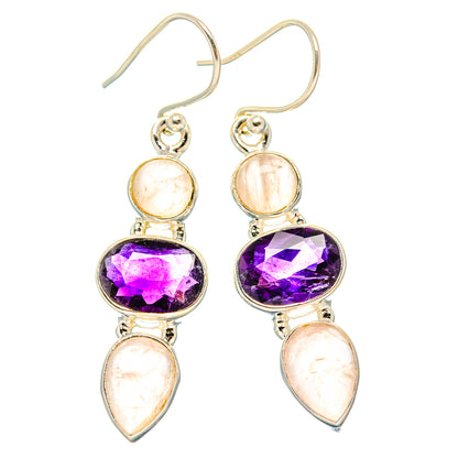 Rose Quartz Earrings handcrafted by Ana Silver Co - EARR430522 - Photo 2