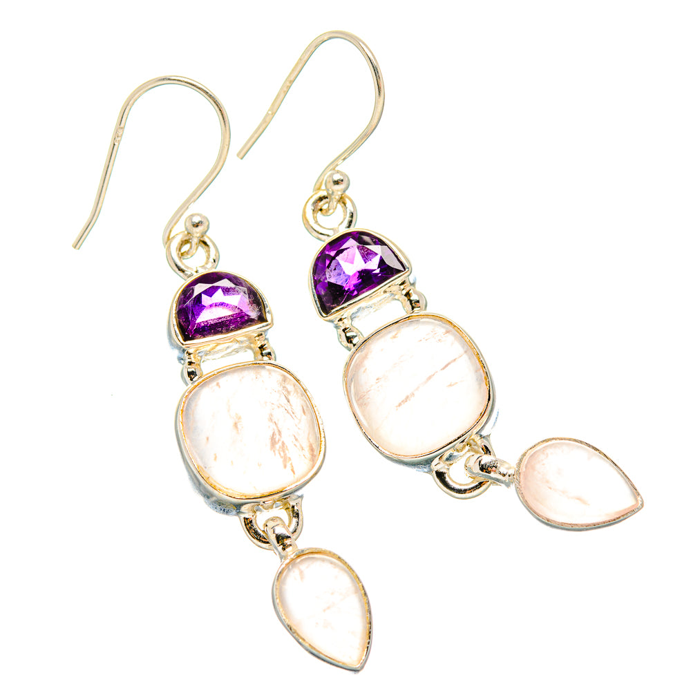 Rose Quartz Earrings handcrafted by Ana Silver Co - EARR430523 - Photo 2