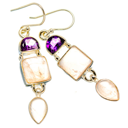 Rose Quartz Earrings handcrafted by Ana Silver Co - EARR430529 - Photo 2
