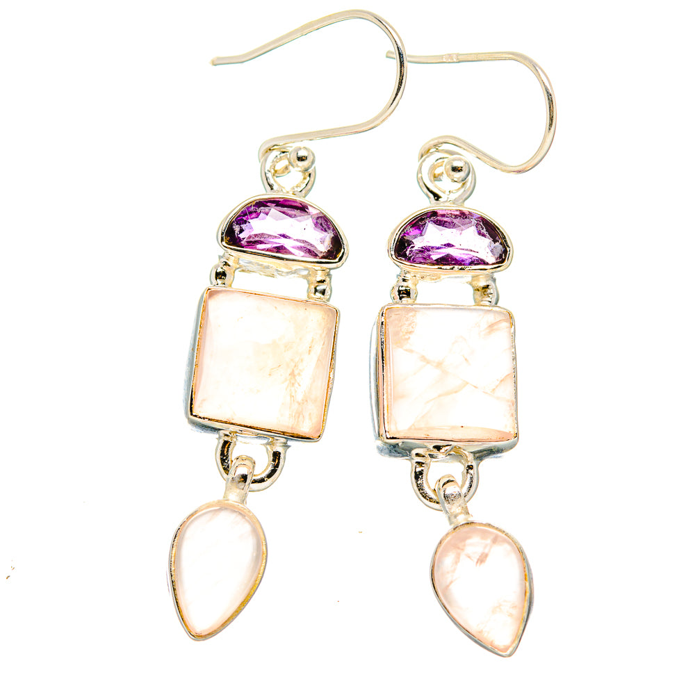 Rose Quartz Earrings handcrafted by Ana Silver Co - EARR430538 - Photo 2