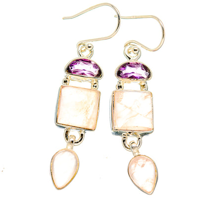 Rose Quartz Earrings handcrafted by Ana Silver Co - EARR430538 - Photo 2