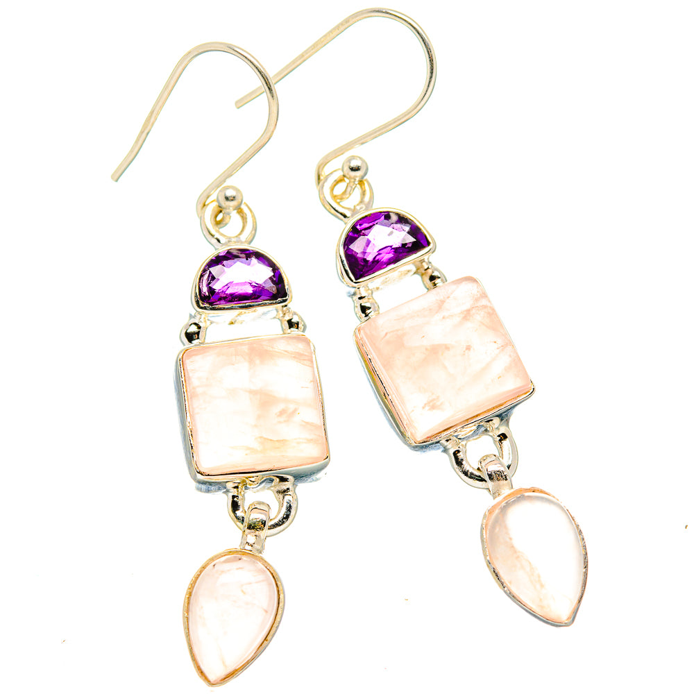 Rose Quartz Earrings handcrafted by Ana Silver Co - EARR430542 - Photo 2