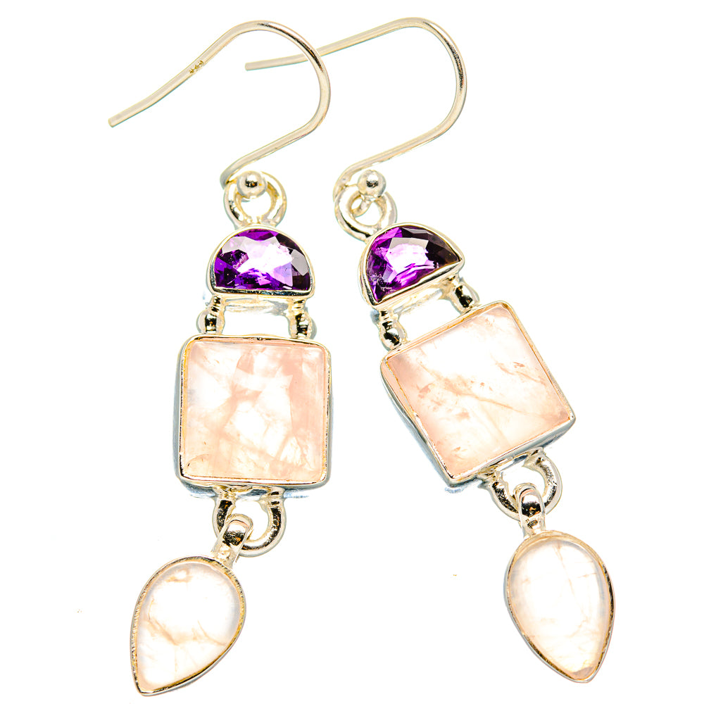 Rose Quartz Earrings handcrafted by Ana Silver Co - EARR430550 - Photo 2