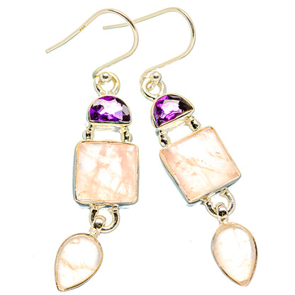 Rose Quartz Earrings handcrafted by Ana Silver Co - EARR430550 - Photo 2
