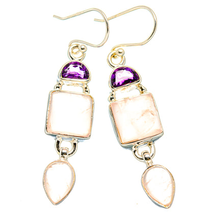 Rose Quartz Earrings handcrafted by Ana Silver Co - EARR430562 - Photo 2