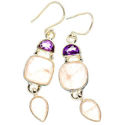 Rose Quartz Earrings handcrafted by Ana Silver Co - EARR430573 - Photo 2