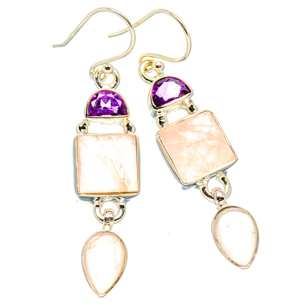 Rose Quartz Earrings handcrafted by Ana Silver Co - EARR430583 - Photo 2