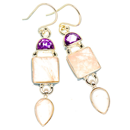 Rose Quartz Earrings handcrafted by Ana Silver Co - EARR430583 - Photo 2