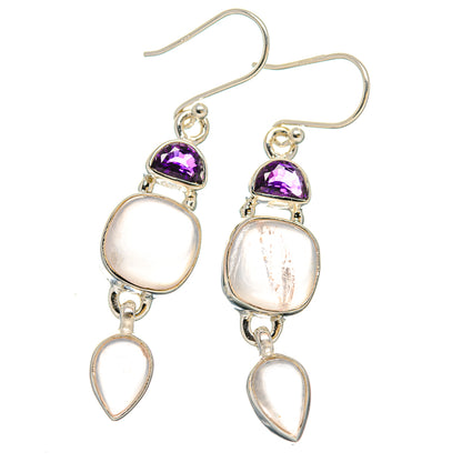 Rose Quartz Earrings handcrafted by Ana Silver Co - EARR430586 - Photo 2