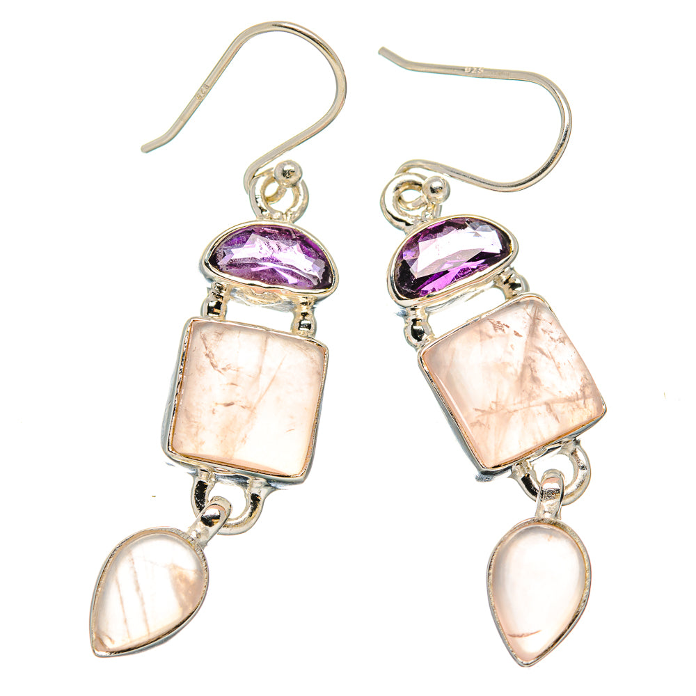 Rose Quartz Earrings handcrafted by Ana Silver Co - EARR430587 - Photo 2