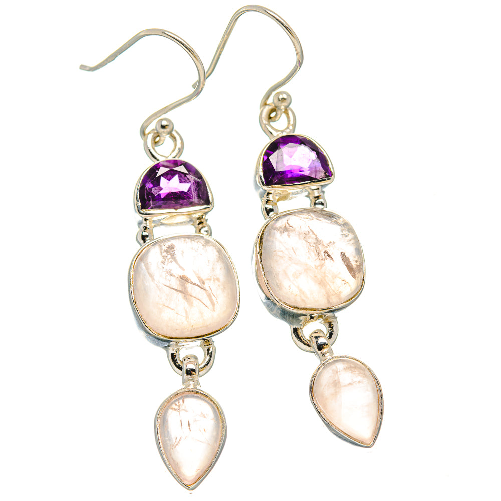 Rose Quartz Earrings handcrafted by Ana Silver Co - EARR430606 - Photo 2