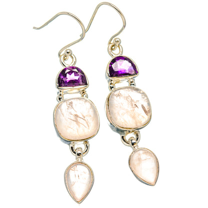 Rose Quartz Earrings handcrafted by Ana Silver Co - EARR430606 - Photo 2