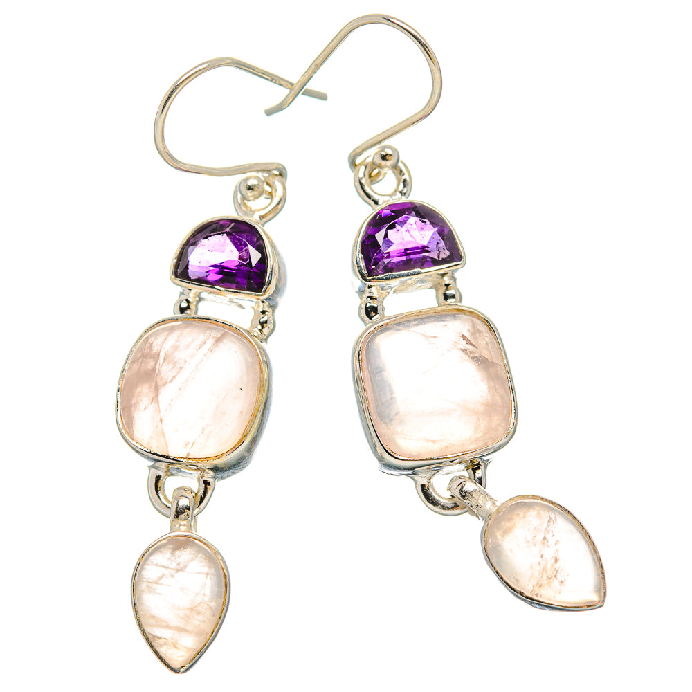 Rose Quartz Earrings handcrafted by Ana Silver Co - EARR430609 - Photo 2