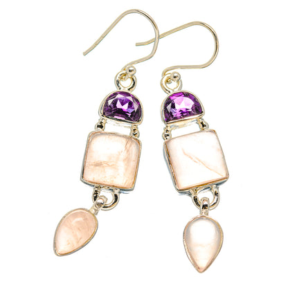 Rose Quartz Earrings handcrafted by Ana Silver Co - EARR430612 - Photo 2