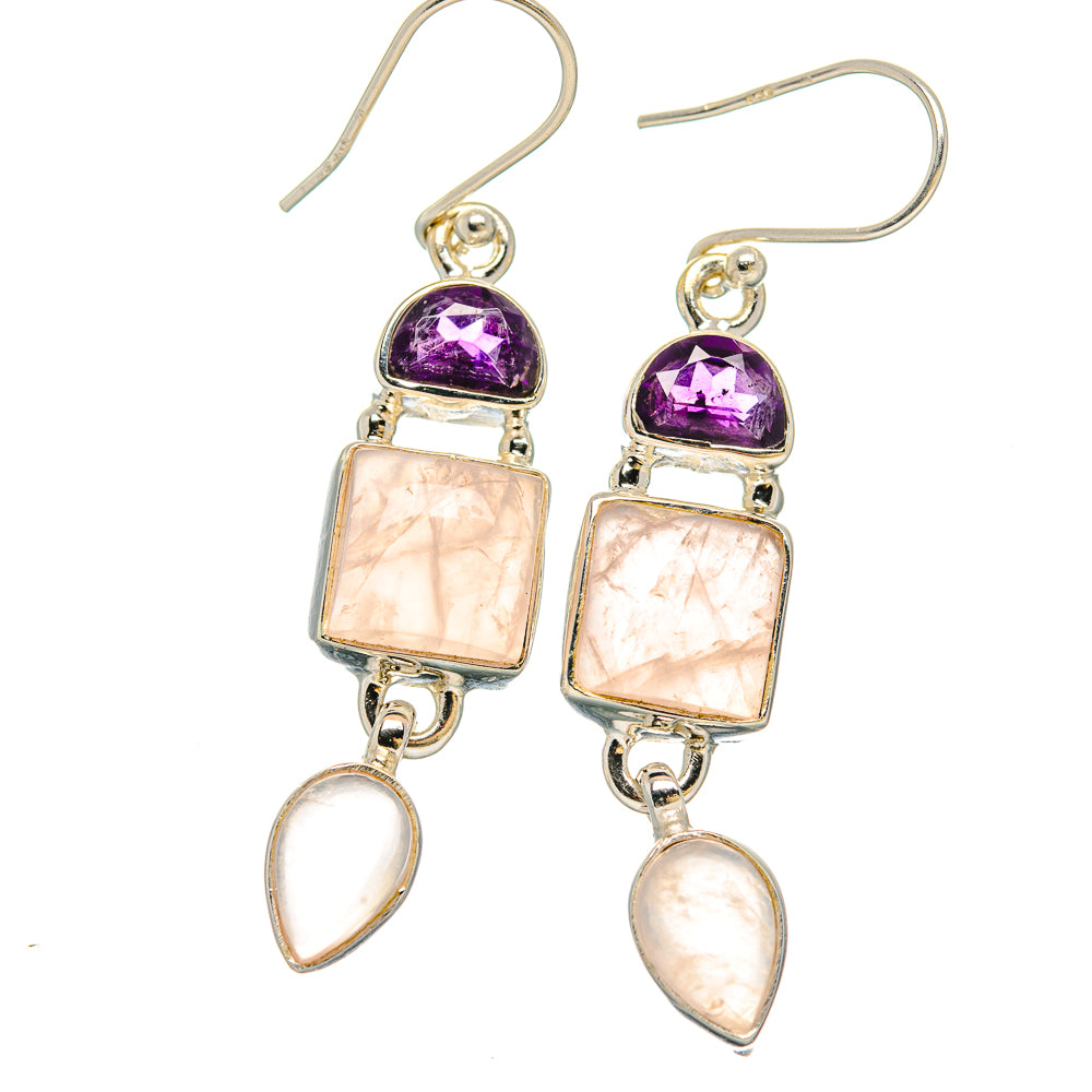 Rose Quartz Earrings handcrafted by Ana Silver Co - EARR430618 - Photo 2