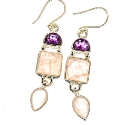 Rose Quartz Earrings handcrafted by Ana Silver Co - EARR430618 - Photo 2