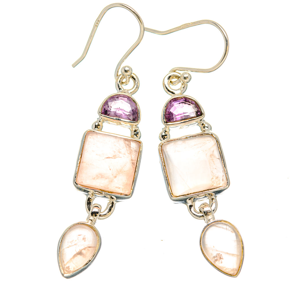Rose Quartz Earrings handcrafted by Ana Silver Co - EARR430620 - Photo 2