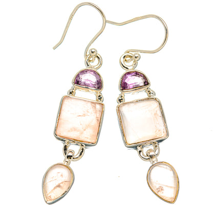 Rose Quartz Earrings handcrafted by Ana Silver Co - EARR430620 - Photo 2