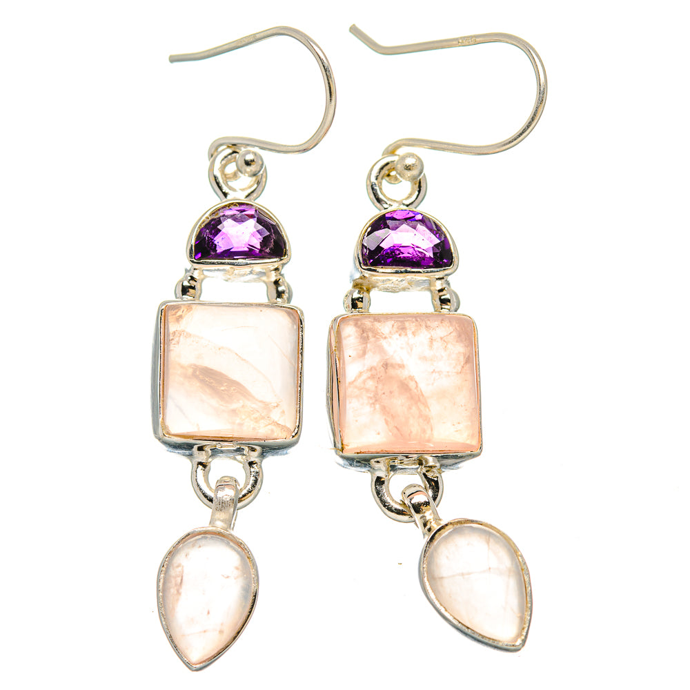 Rose Quartz Earrings handcrafted by Ana Silver Co - EARR430623 - Photo 2