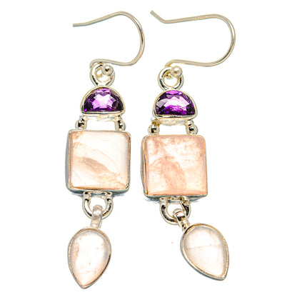 Rose Quartz Earrings handcrafted by Ana Silver Co - EARR430623 - Photo 2