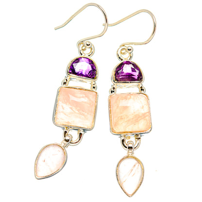Rose Quartz Earrings handcrafted by Ana Silver Co - EARR430634 - Photo 2