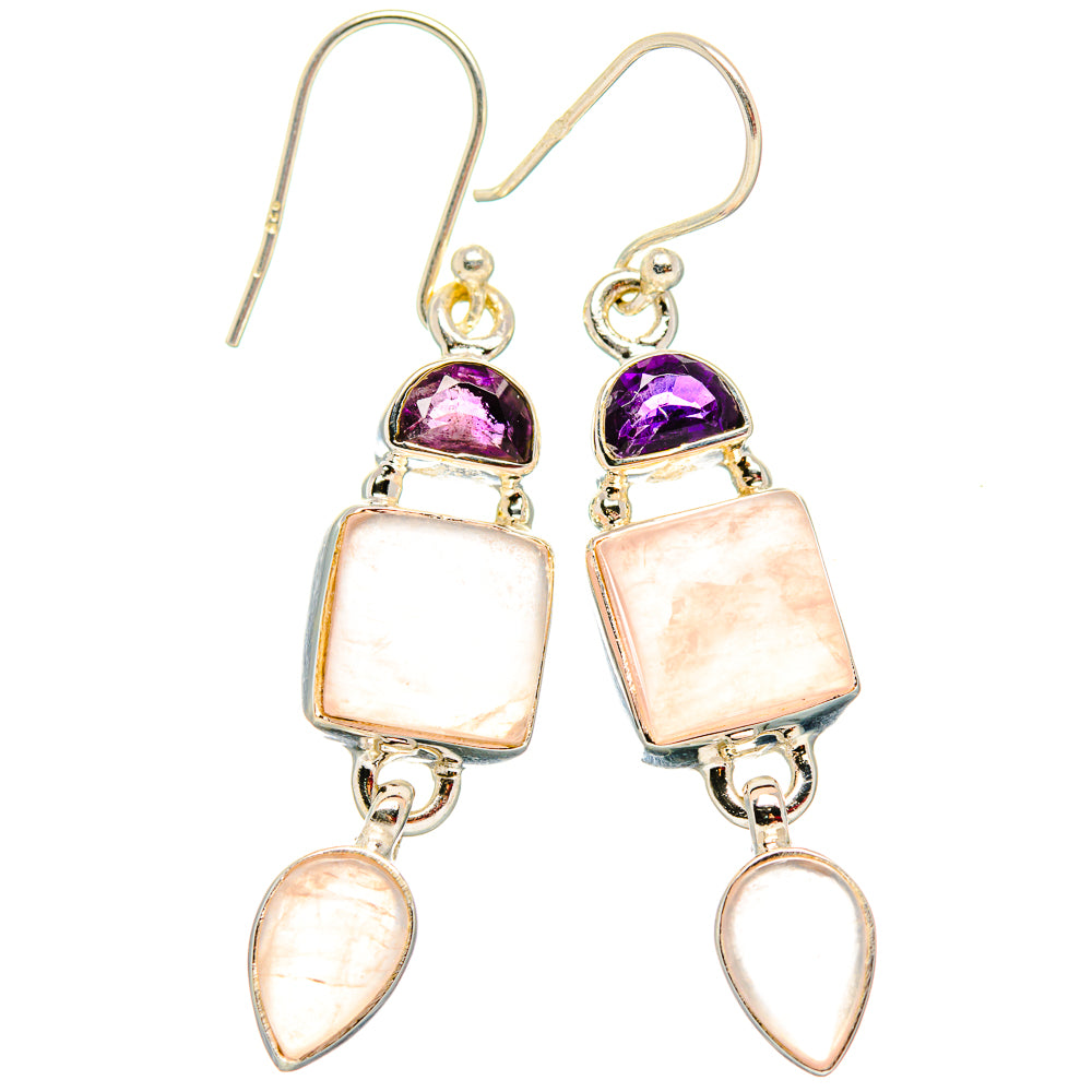 Rose Quartz Earrings handcrafted by Ana Silver Co - EARR430637 - Photo 2