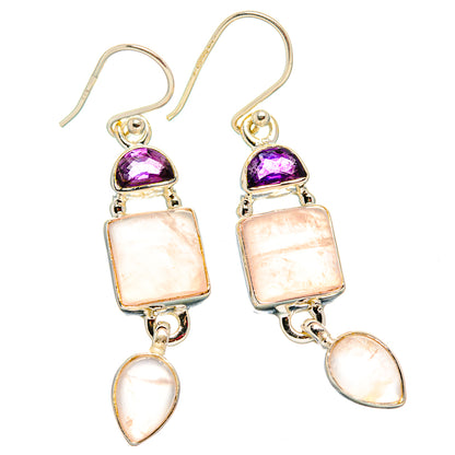Rose Quartz Earrings handcrafted by Ana Silver Co - EARR430645 - Photo 2