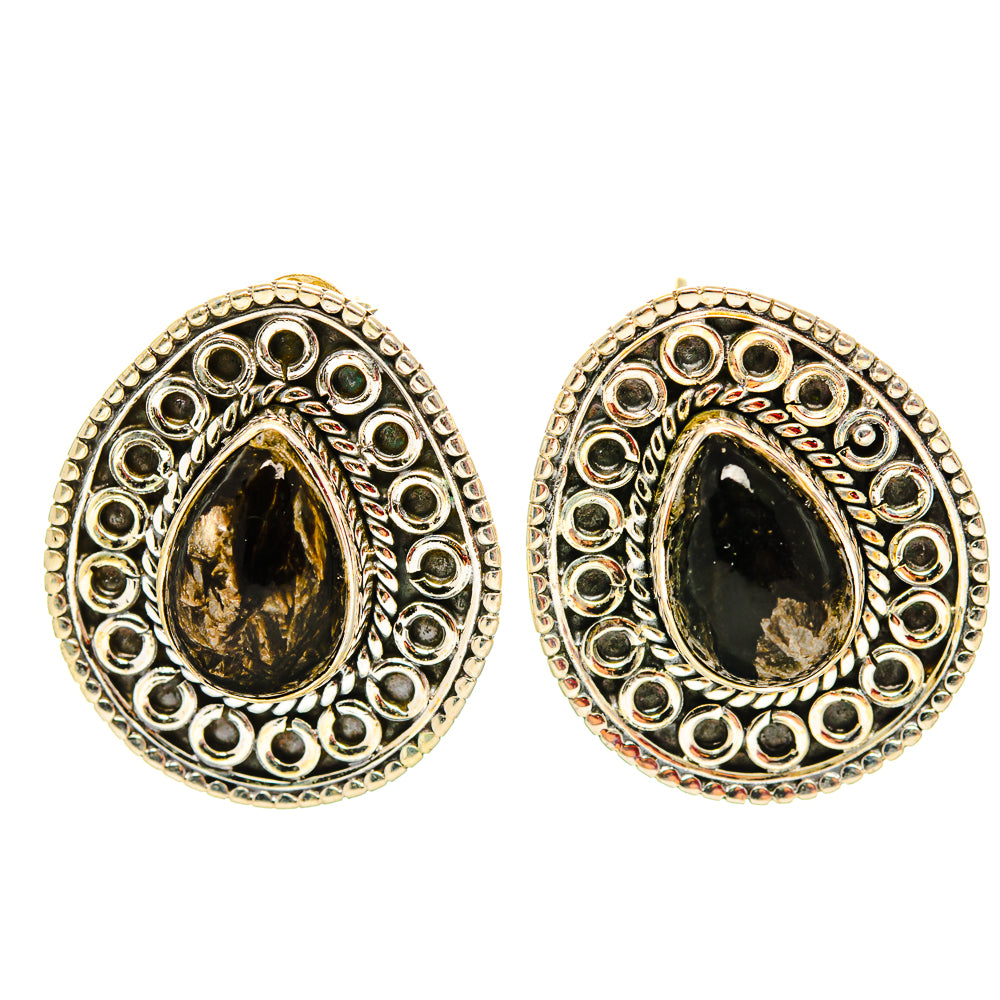 Golden Seraphinite Earrings handcrafted by Ana Silver Co - EARR430663 - Photo 2