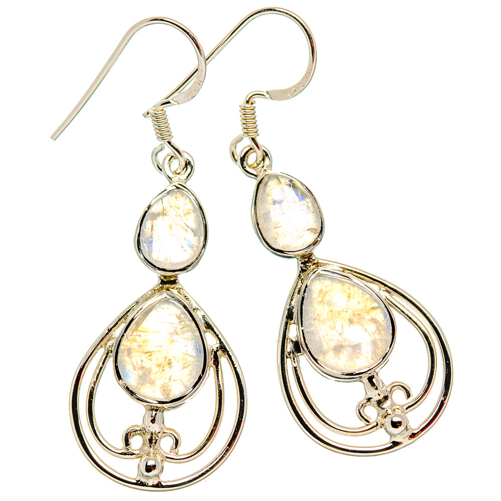 Rainbow Moonstone Earrings handcrafted by Ana Silver Co - EARR430691 - Photo 2