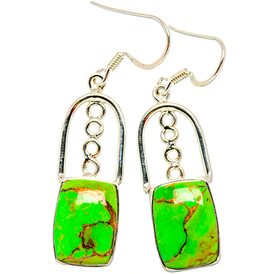 Green Copper Composite Turquoise Earrings handcrafted by Ana Silver Co - EARR430699 - Photo 2
