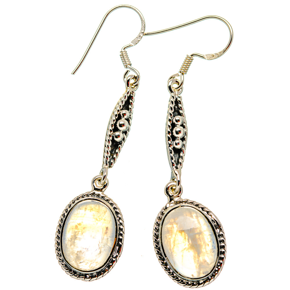 Rainbow Moonstone Earrings handcrafted by Ana Silver Co - EARR430705 - Photo 2