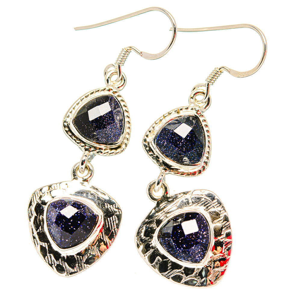 Blue Goldstone Earrings handcrafted by Ana Silver Co - EARR430712 - Photo 2