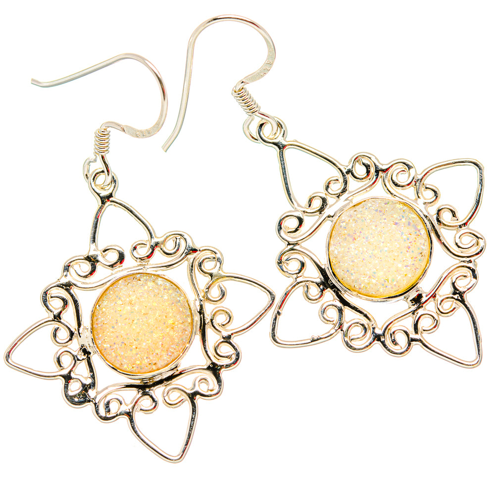 White Druzy Earrings handcrafted by Ana Silver Co - EARR430714 - Photo 2