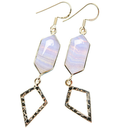 Blue Lace Agate Earrings handcrafted by Ana Silver Co - EARR430715 - Photo 2