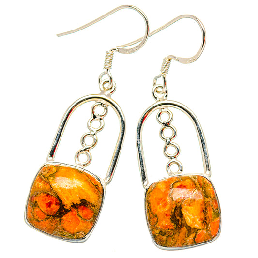 Orange Copper Composite Turquoise Earrings handcrafted by Ana Silver Co - EARR430720 - Photo 2