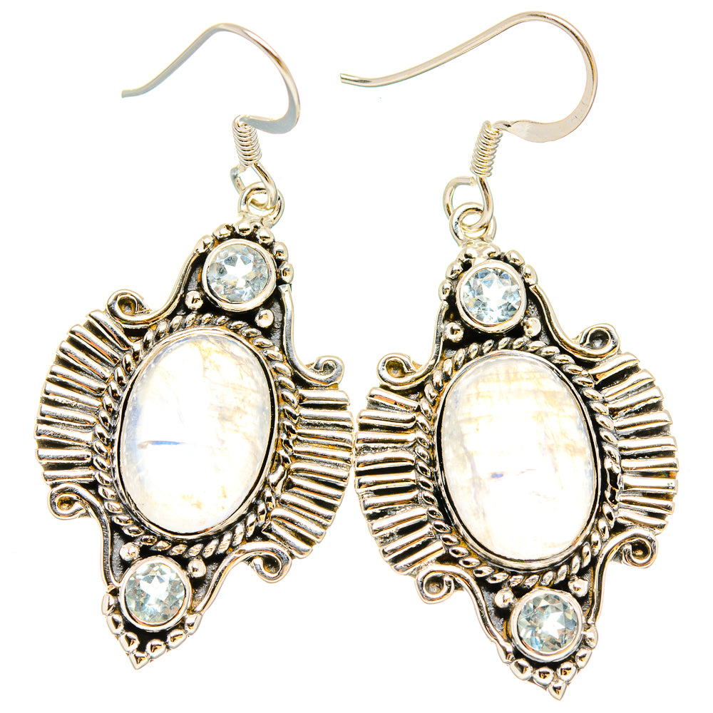 Rainbow Moonstone Earrings handcrafted by Ana Silver Co - EARR430729 - Photo 2