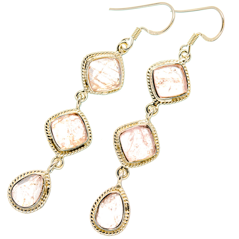 Rose Quartz Earrings handcrafted by Ana Silver Co - EARR430752 - Photo 2