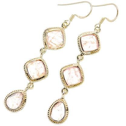 Rose Quartz Earrings handcrafted by Ana Silver Co - EARR430752 - Photo 2