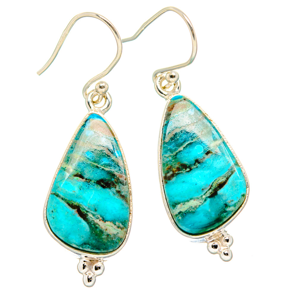 Kingman Mohave Turquoise Earrings handcrafted by Ana Silver Co - EARR430759 - Photo 2