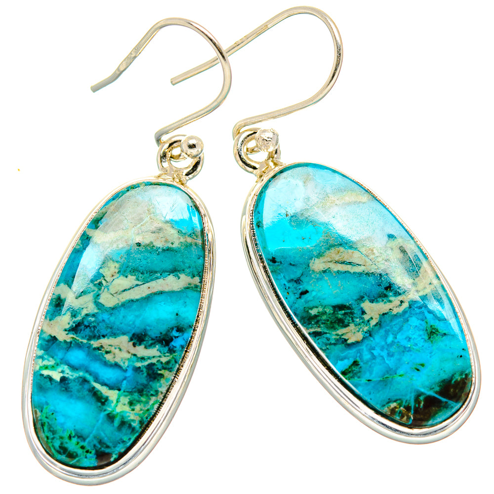 Kingman Mohave Turquoise Earrings handcrafted by Ana Silver Co - EARR430766 - Photo 2