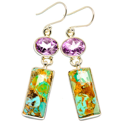Kingman Mohave Turquoise Earrings handcrafted by Ana Silver Co - EARR430772 - Photo 2