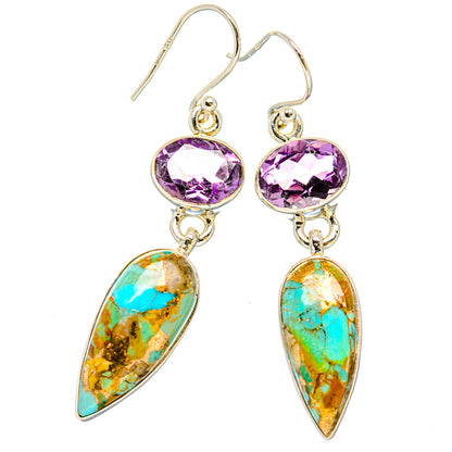 Kingman Mohave Turquoise Earrings handcrafted by Ana Silver Co - EARR430793 - Photo 2