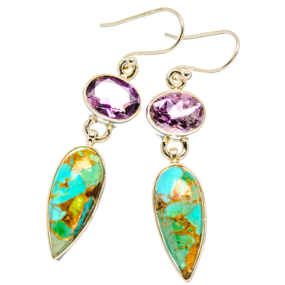 Kingman Mohave Turquoise Earrings handcrafted by Ana Silver Co - EARR430801 - Photo 2