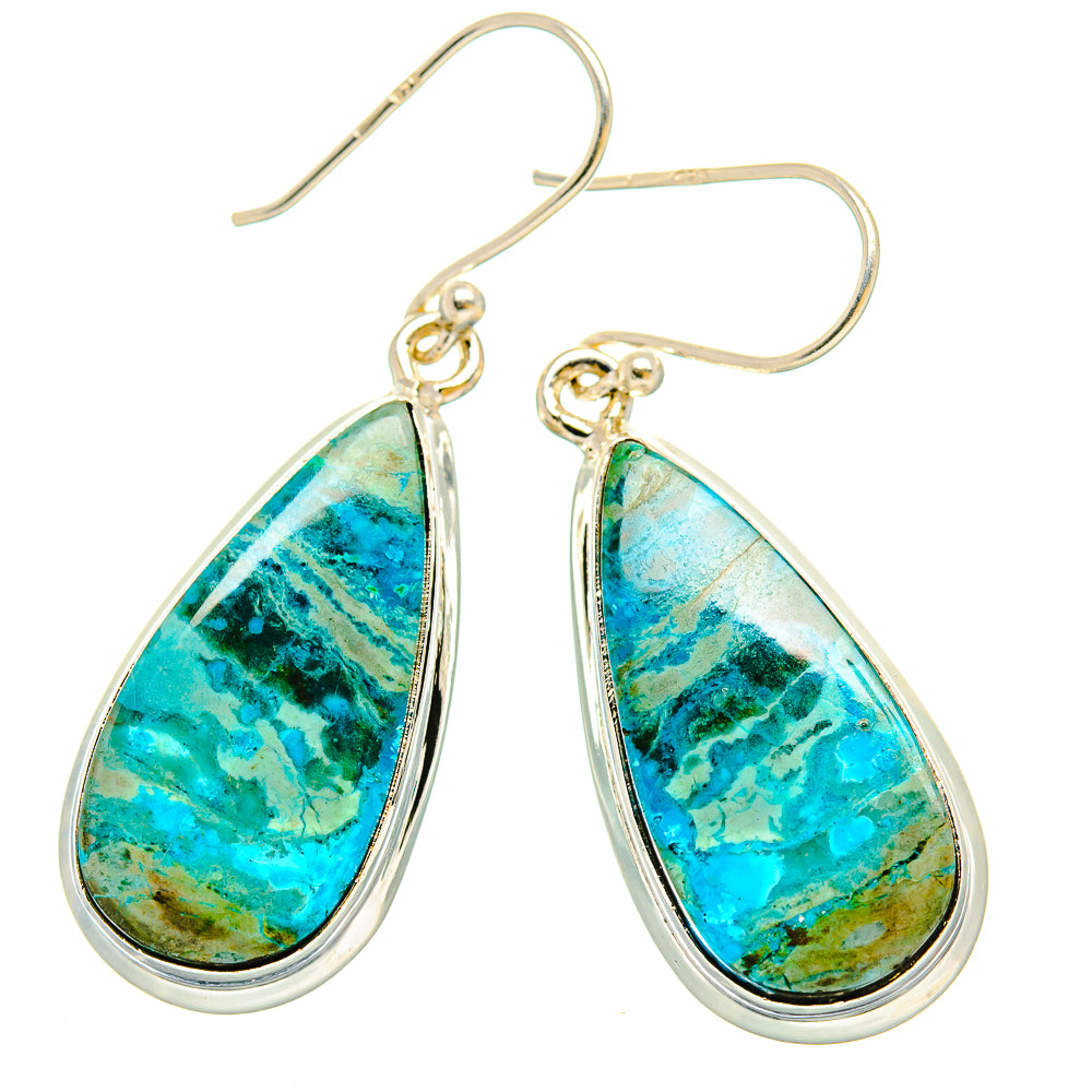 Kingman Mohave Turquoise Earrings handcrafted by Ana Silver Co - EARR430815 - Photo 2