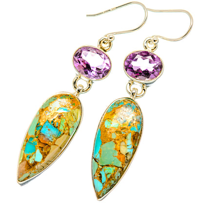 Kingman Mohave Turquoise Earrings handcrafted by Ana Silver Co - EARR430837 - Photo 2