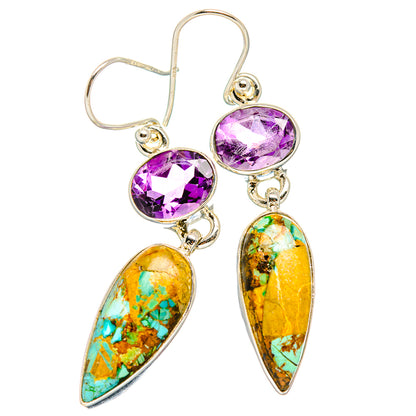 Kingman Mohave Turquoise Earrings handcrafted by Ana Silver Co - EARR430839 - Photo 2