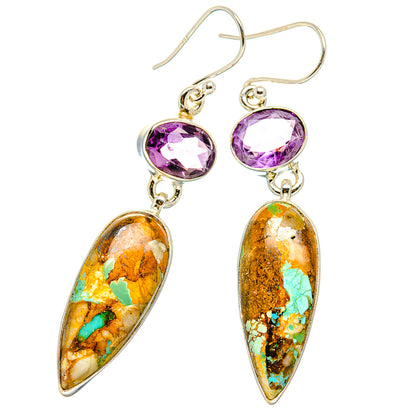 Kingman Mohave Turquoise Earrings handcrafted by Ana Silver Co - EARR430862 - Photo 2