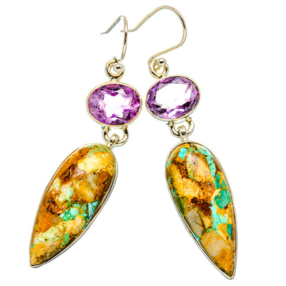 Kingman Mohave Turquoise Earrings handcrafted by Ana Silver Co - EARR430872 - Photo 2